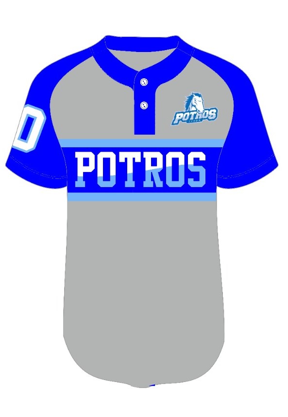 Chaqueta sublimada dos botones, gris con azul